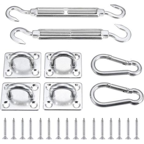 Kit de fixation pour voile d'ombrage extérieur, accessoires en acier inoxydable résistant, installation robuste pour store solaire (1/5)