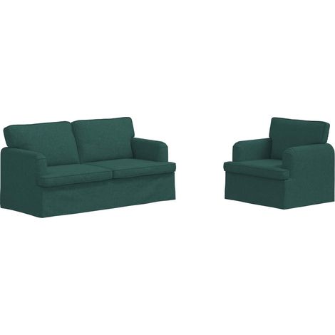 Ensemble de Canapés 2 pcs  Salon de jardin Vert foncé 162 x 80 x 85 cm tissu