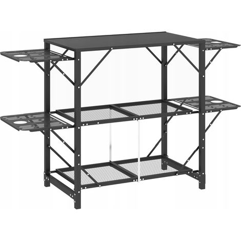 Mesa plegable de camping/picnic, armario de cocina exterior negro (1/5)