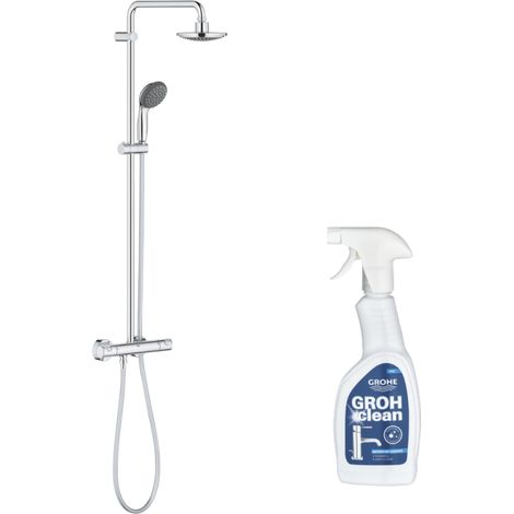 Grohe – Colonne de douche thermostatique avec mitigeur – Finition métal – Technologie EcoJoy – Débit ultra précis – Bras orientable 180°