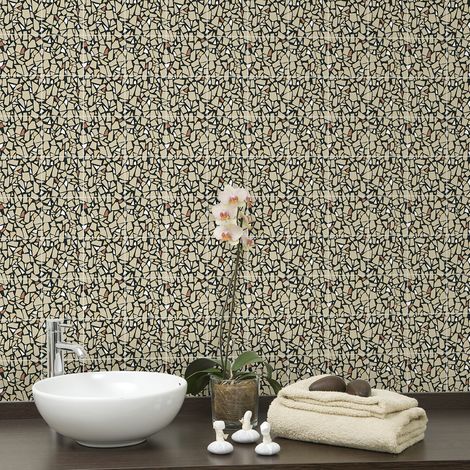 Sticker Mural Carrelage adhésif Cuisine Salle de Bain - 24 STICKERS CARRELAGES TERRAZZO OMBRIE - 24stickers10x10cm (1/5)