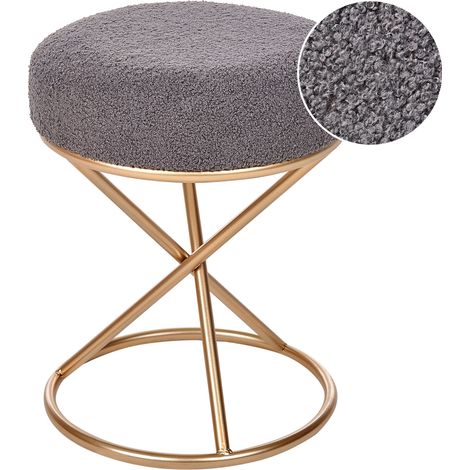 Taburete tapizado glamuroso moderno patas metal doradas gris Presho (1/5)