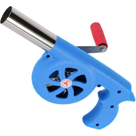 Ventilateur Churrasco manuel portable bleu, souffleur d'air en ABS et fer, accessoire
