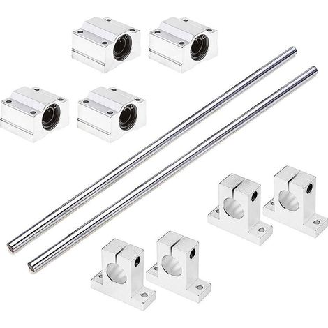 alberi lineari da 500 mm Ø 8 mm Cuscinetto a sfere per guida lineare orizzontale + 4 supporti SK8 + 4 blocchi cuscinetto SCS8UU (1/4)