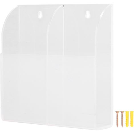 Wandmontierter Fernbedienungshalter aus Acryl – Transparenter Multimedia-Organizer – Kosmetikhalter mit 2 Fächern