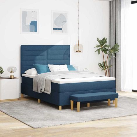 vidaXL Lit à ressorts avec tête de lit Bleu 200 x 160 cm tissu (1/5)