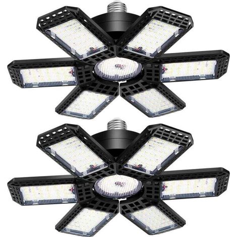 LED Garage Light 2 Pack , 45W 4500LM LED Shop Lights, LED Garage Ceiling Lights with 6+1 Adjustable Panels for Basement, Barn, Warehouse, Attic, Garage Lighting Support E26/E27 Socket (1/4)