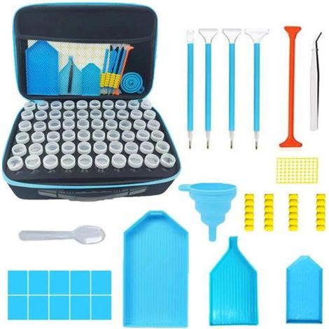 Diamond Painting Accessoires Boite De Rangement, 120 Emplacements, Complet Broderie Diamant Painting Broderie Accessoires - H Set (1/4)