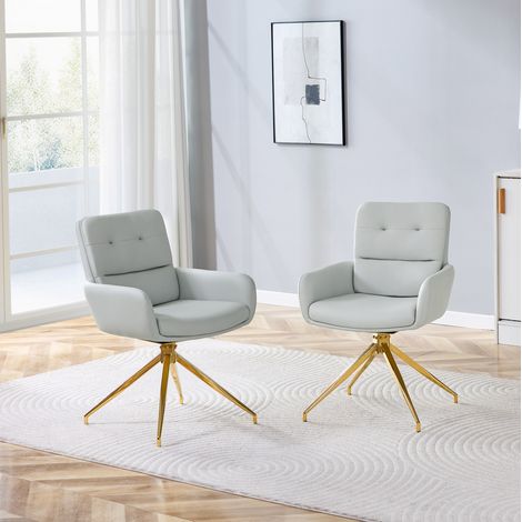 Sedia girevole in PU grigio caldo e metallo dorato OKMYHOME (1/5)