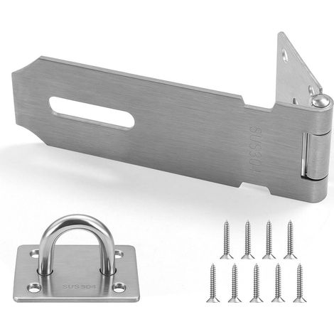 4 Zoll Vorhängeschloss Haspe Edelstahl mit 9 Schrauben, Silber & Schwarz
