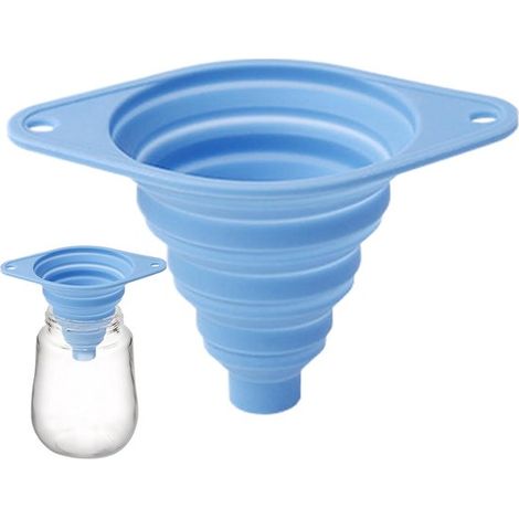 Juego de 2 embudos plegables de silicona azules (12 cm) – Compactos, multifuncionales, para uso en la cocina, viajes y manualidades (1/5)