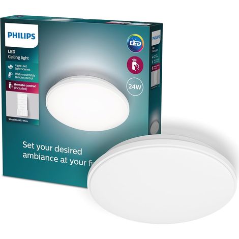 Plafonnier LED Wincel 24W, rond, télécommande sans fil incluse, blanc (1/5)