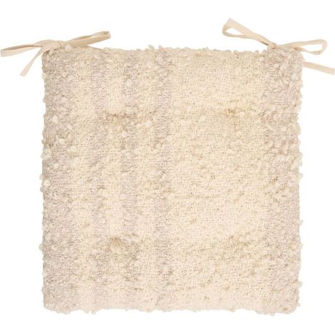 Galette de Chaise Bouclette "Beryl" 38x38cm Beige Lin (1/3)