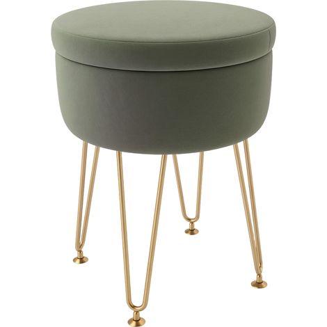 5L Green Velvet Storage Ottoman for Stylish Home Organization and Comfort