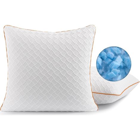 Lot 2 oreillers 40x40 cm mousse à mémoire de forme - Coussin sommeil rembourré, réglable hauteur, fermeture éclair - Housse amovible lavable (1/5)