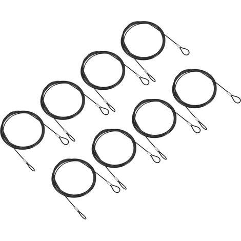 Sicherheitskabel – 8-teilig – Edelstahl – Doppelschlaufe – Für Beleuchtung und Gepäck – Schwarz, 2 m (1/5)