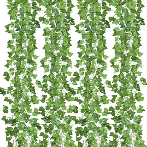 Randaco – Guirlande de lierre artificiel 12 pièces – Longueur 2,4m – Feuilles en soie – Décoration intérieure et extérieure – Facile à installer