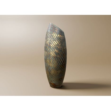 Vase en polyresine vert et dore h46 cm amira (1/2)