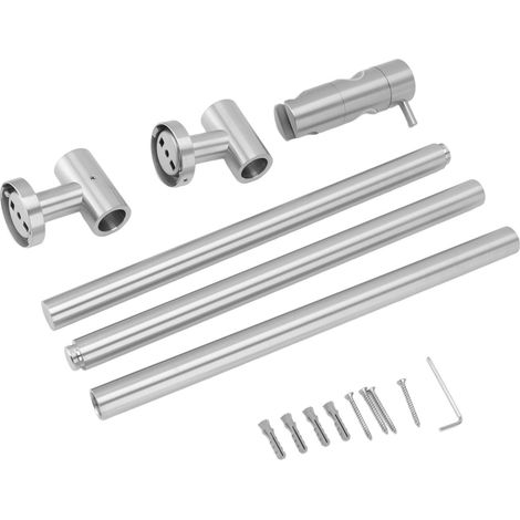 Barre de Douche Ajustable en Acier Inoxydable Support de Pommeau de Douche Montage Mur Déco Salle de Bain