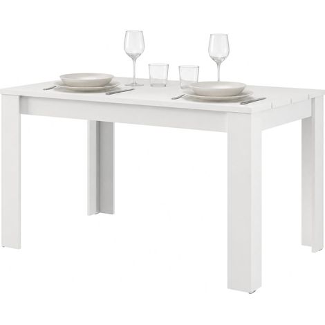 Tavolo Fisso Sort, 6 Posti, Ripiano Effetto Dogato, Forma Rettangolare, 135x80x76h cm Bianco Opaco