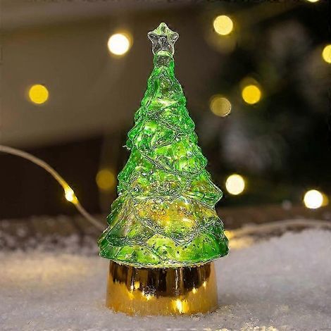 Décorations de Noël, sapin de Noël lumineux LED, sapin de Noël en cristal avec eau, cadeau de Noël original, sapin de Noël vert (1/5)