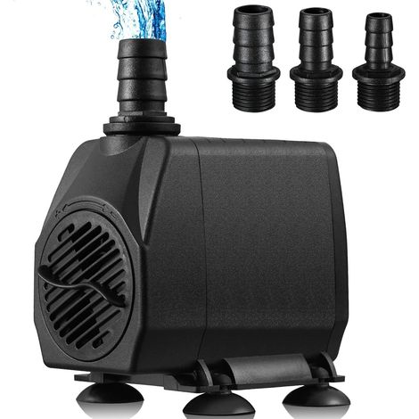 60W Pompe Eau Submersible,3000L/H Aquarium Pumpe,Débit Réglable Pompe Bassin Amphibie,Pompe Fontaine avec Filtre et 3 Buses 13mm/16mm/19mm,Hauteur Refoulement Max 3M,Pour Aquarium, Bassin,Fontaine (1/5)