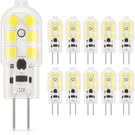 G4 2W LED-Lampe, 6000K Tageslichtweiß, 12V AC/DC, entspricht einer 20W Halogenlampe, 180lm, nicht dimmbar, ideal für Dunstabzugshauben und Kronleuchter, 10 Stück (1/5)
