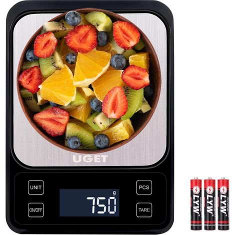 Balance de cuisine numérique, 10 kg (22 lb), pesée en grammes, onces et millilitres, idéale pour la cuisine, la pâtisserie, le suivi de poids et le comptage des portions. Boîtier étanche en acier inox (1/5)