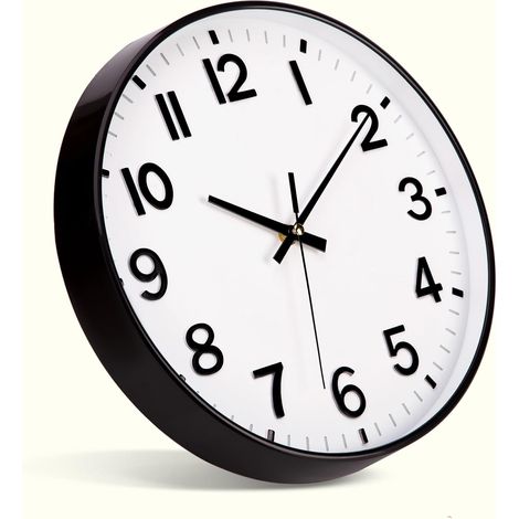 Moderne minimalistische Holzwanduhr (Weiß + Schwarz, 24,5 cm)