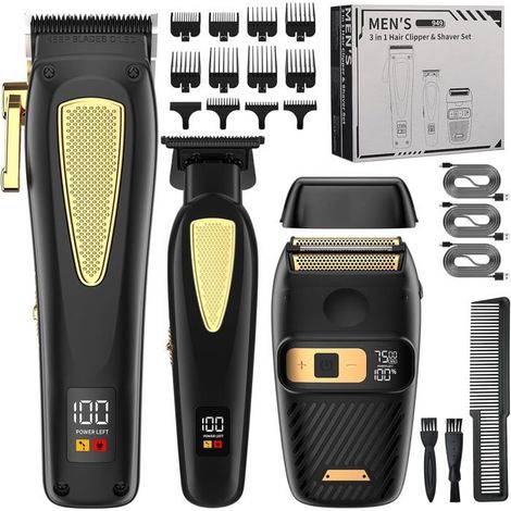 Tondeuse Cheveux - GATO NEGRO - 3 En 1 - Rechargeable - Autonomie 2-4h - Rasoir Électrique Double Lame (1/5)