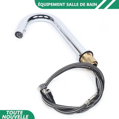 WAOBDLA G1/2 robinet d'évier de salle de bain sans contact robinet de capteur d'eau froide avec boîte de contrôle et tuyau d'eau (1/5)