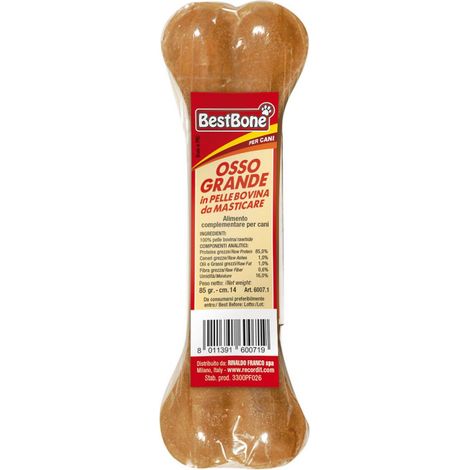 Osso grande termoretratto in pelle bovina da masticare per cani