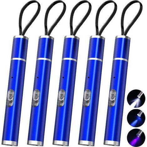 5Pack Lampe Stylo Rechargeable, Mini Lampe de Poche EDC Ultra-Compacte, Lampe de Poche 500 Lumen avec 3 Modes, Lampe(bleu) (1/4)
