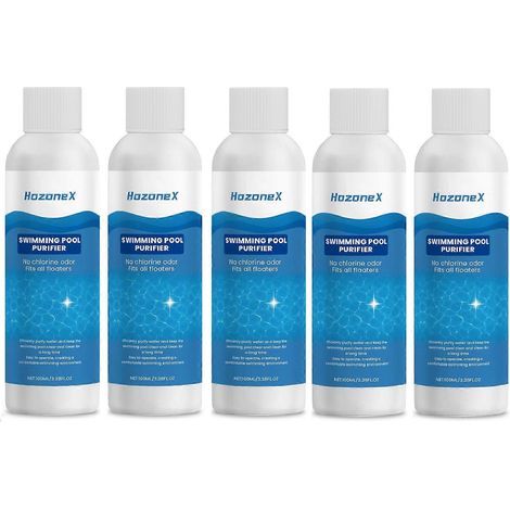 5 pièces1 à 5 unités de 100 ml de purificateur d'eau pour piscine, nettoyant à action rapide pour une eau cristalline et une baignade en toute sécurité, sans odeur (1/5)
