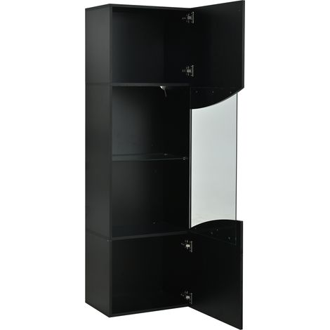 Vitrine noire laquée brillante avec éclairage LED, 35 x 50 x 165 cm, meuble de rangement élégant pour salon (1/5)