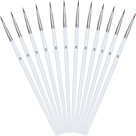 Ensemble de 12 pinceaux blancs multifonctionnels extra-fins pour peinture à l'huile numérique, stylo à ligne de coupe moyen (1/5)