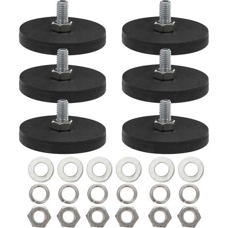 Lot de 6 aimants M6 à revêtement en caoutchouc, support de montage magnétique robuste-4.30X4.30X2.20CM-Black