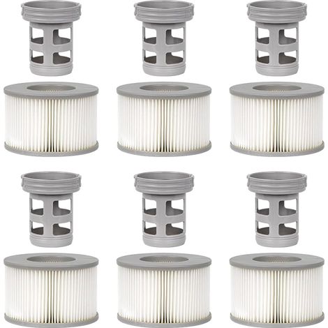 Lot de 6 Accessoires de Spa pour MSP, Comprend 6 adaptateurs de Base à Visser de Rechange, 6 filtres de Piscine gonflables à Ressorts Chauds, Filtre de Piscine de Type Spa ondulé (1/5)