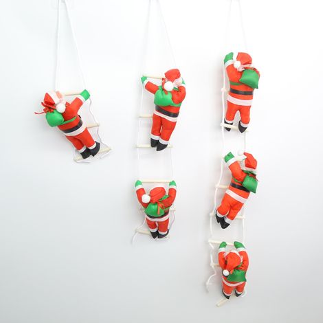 Weihnachtsdekoration: Kletternder Weihnachtsmann mit Leiter, Wand- oder Fensterdekoration, 1, 2 oder 3 Figuren, festlicher Schmuck für die Weihnachtszeit (1/3)