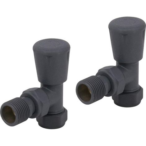 Warmehaus Radiator Valves Round 15mm Anthracite Angled