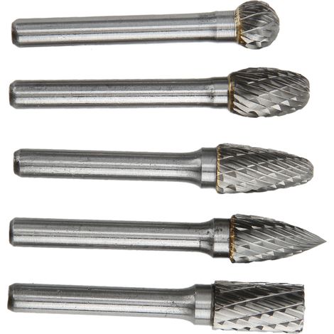 Lot de 5 limes rotatives double tranchant en carbure de tungstène 6 x 10 mm pour la mécanique, l'aéronautique, l'automobile, la construction navale, l'industrie chimique et la sculpture. ADEFG (1/5)