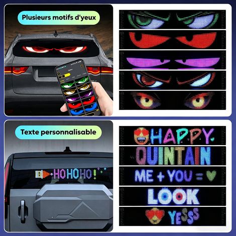 Feux LED « Devil Eyes » pour camions, feux LED programmables pour véhicules, écran flexible multicolore, contrôlables via application et télécommande, adaptés aux voitures, camions et vitrines de maga (1/5)