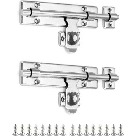 2 Pcs Targette de Porte avec Trou pour Cadenas, Verrou Porte pour Portes de Cabanon, Portails et Portes d'Extérieur (16cm/6 Pounce) (1/4)