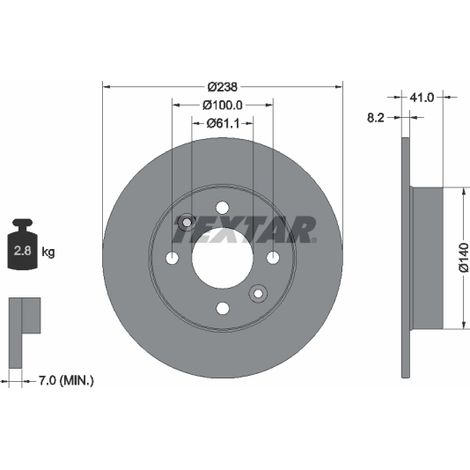 Lot de 2 Disques de frein Textar 92036003 RENAULT 7700716947 7701204285