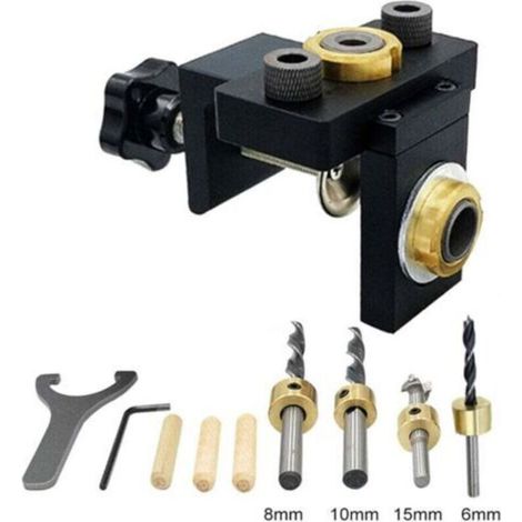Gabarit de goujonnage kit de gabarit de trou de poche en bois perçage vertical localisateur détachable pour meubles connexion perforateur outils de menuiserie (1/4)