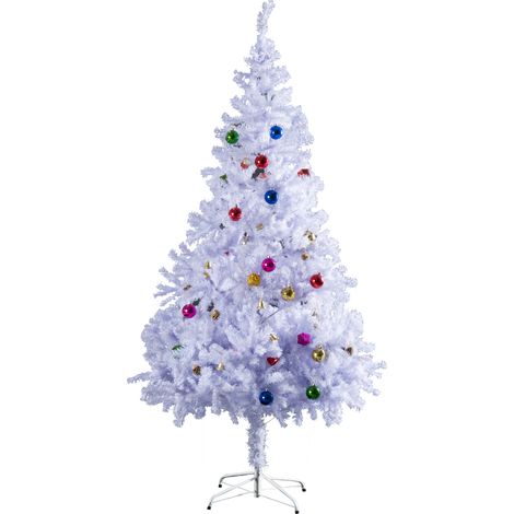 Albero di Natale artificiale da 150 cm con 680 rami in PVC, 48 decorazioni incluse, Ø85 x 150 mm, bianco (1/5)