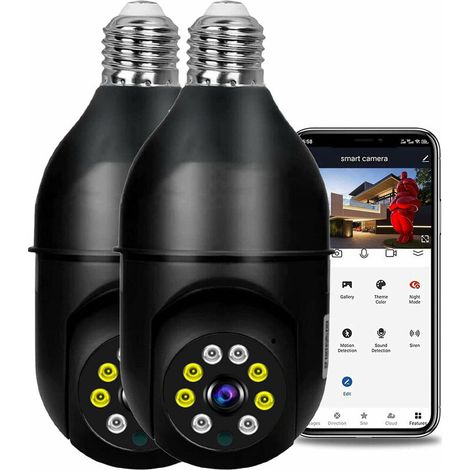 1080P sans fil ampoule moniteur caméra WiFi caméra de sécurité 2MP prend en charge l'audio bidirectionnel détection de mouvement intelligente et alarme application mobile surveillance à distance pour (1/5)