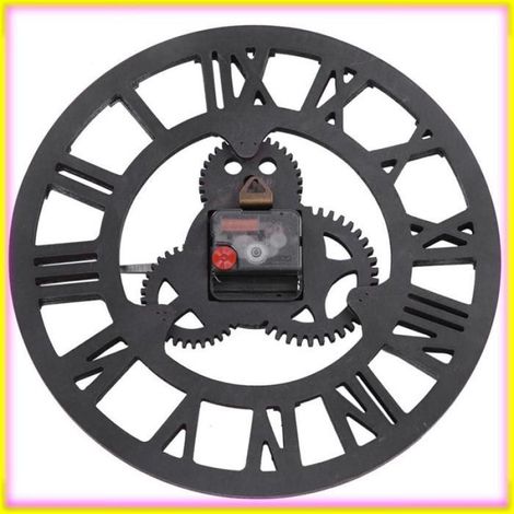 EJ.life Horloge murale vintage Horloge murale 3D rustique faite à la main Gear décor vintage en bois pour linge or romain 30cm (1/5)