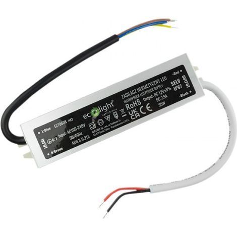 Alimentation LED étanche 30W 12V 2,5A IP67 Ecolight