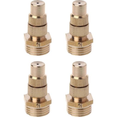 4pcs Garden Irrigation Brass Adjustable Spray Misting Nozzles Spray High Atomization Misting Nozzles for Irrigation Tool 25-26 (1/5)